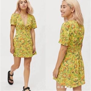 Urban outfitters floral yellow red green mini dress